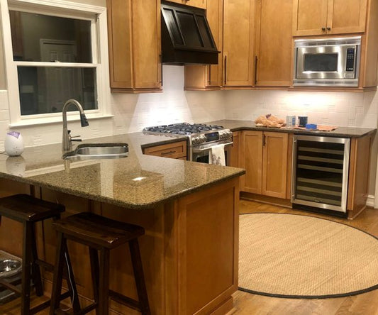 An older countertop with a fresh epoxy coating.