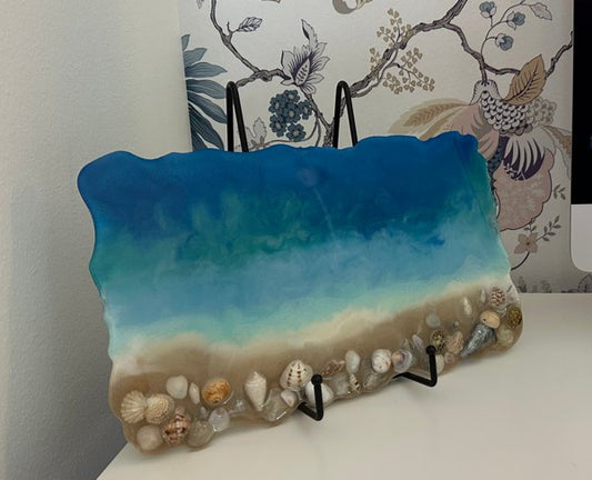 A finished epoxy resin ocean art piece from a Primaloc Epoxy user.